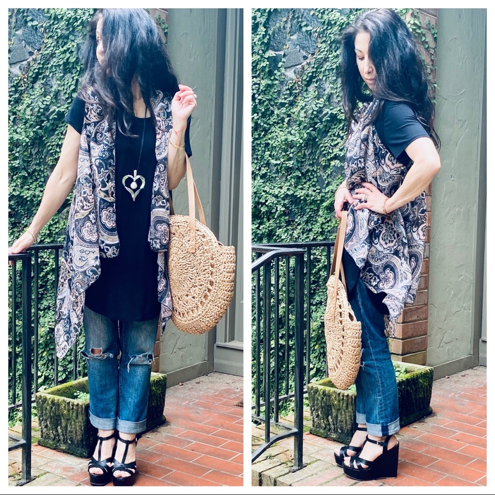 ✨LAST ONE✨Floral print open waterfall vest - Picture 7 of 11